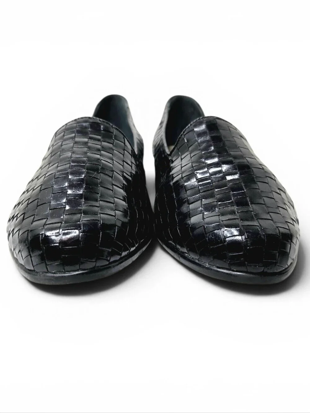 Trotters Black woven leather loafers. 12WW